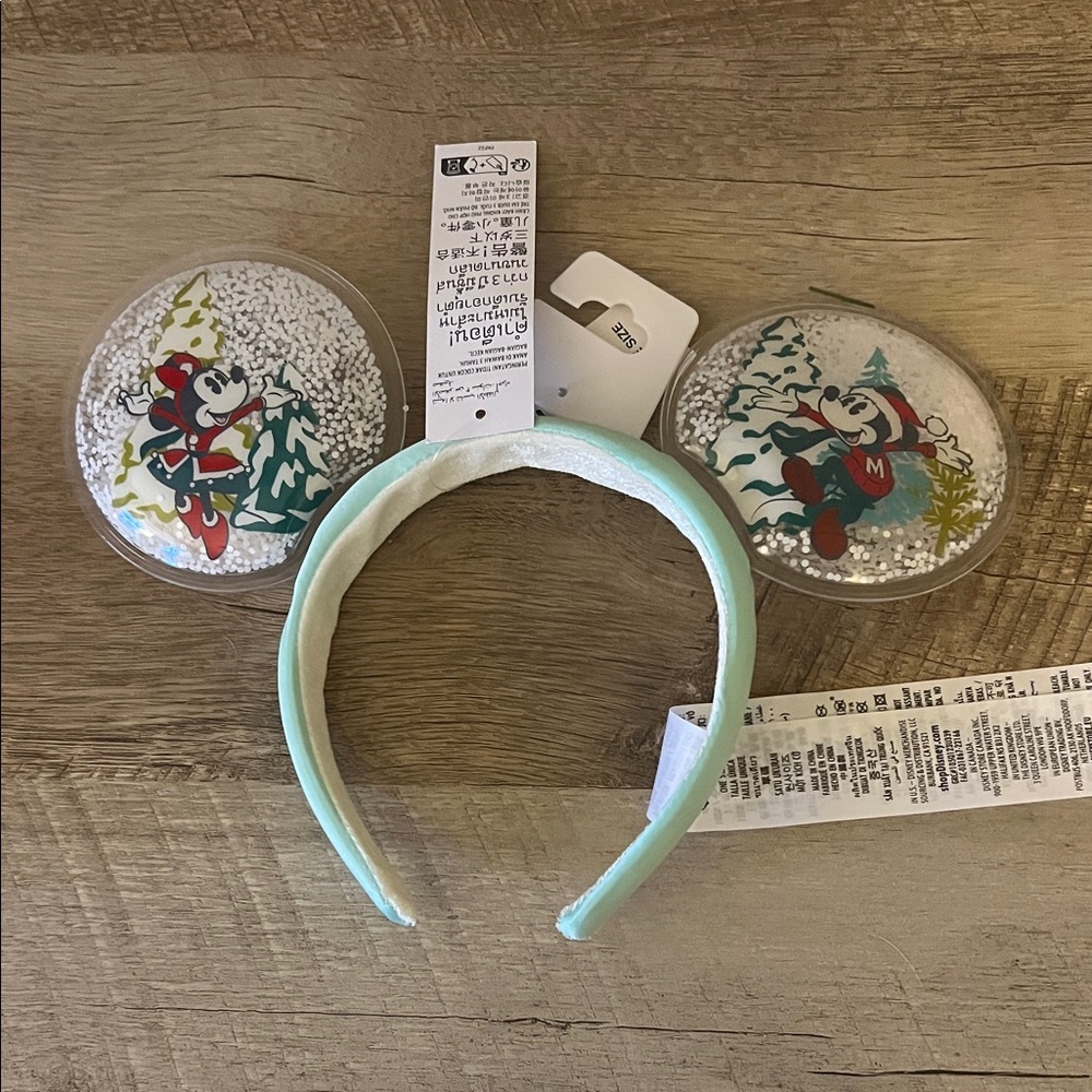 Mickey Mouse Headband with Ears - Christmas Snowglobe